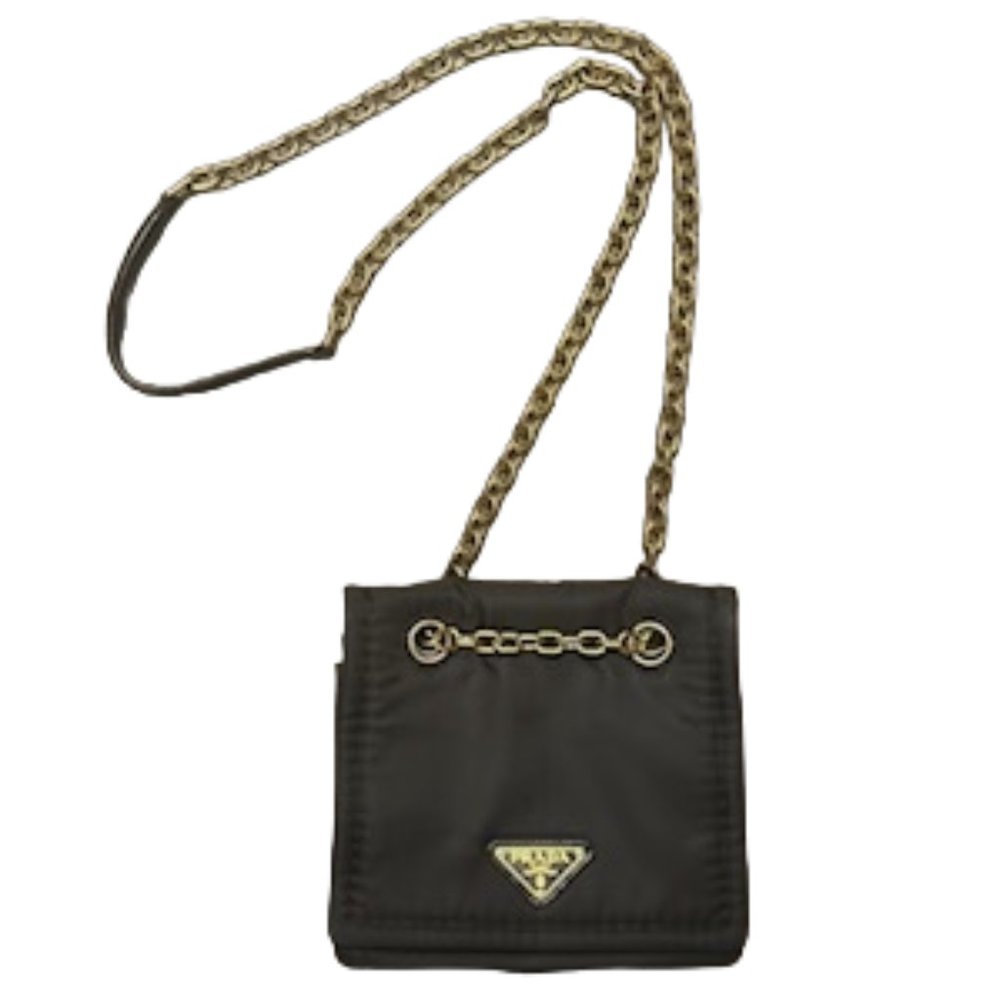 Prada Tessuto Nylon Chain Crossbody Shoulder Bag Black - Picture 11 of 16